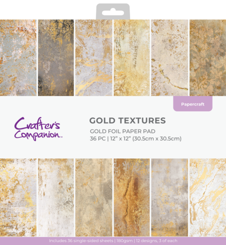 Crafters Companion - Designpapier "Gold Textures" Paper Pack 12x12 Inch - 36 Bogen