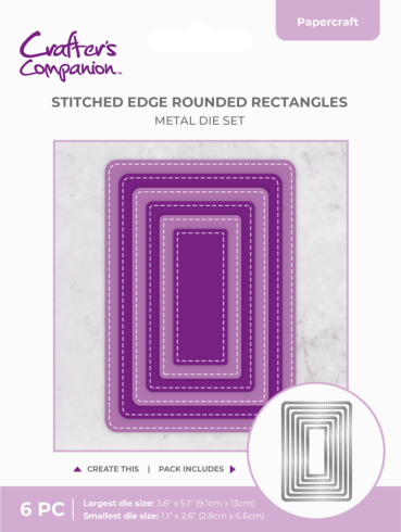 Crafters Companion - Stanzschablone "Stitched Edge Metal Rounded Rectangles" Dies