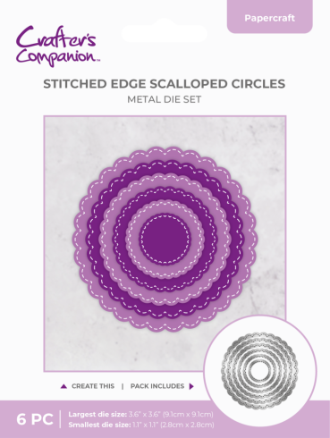 Crafters Companion - Stanzschablone "Stitched Edge Scalloped Circles" Dies