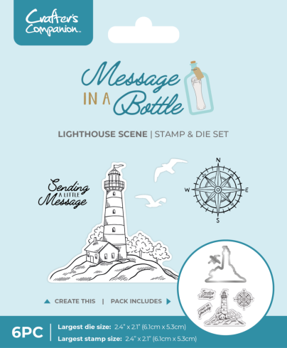 Crafters Companion - Stempelset & Stanzschablone "Lighthouse Scene" Stamp & Dies