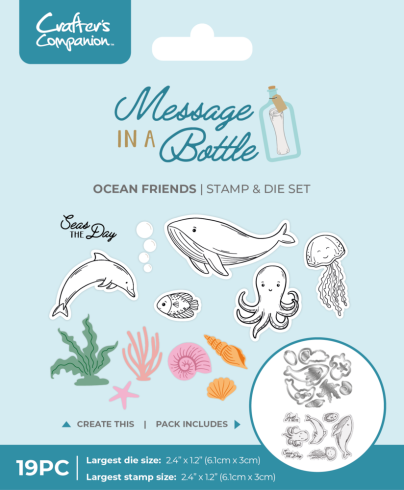 Crafters Companion - Stempelset & Stanzschablone "Ocean Friends" Stamp & Dies