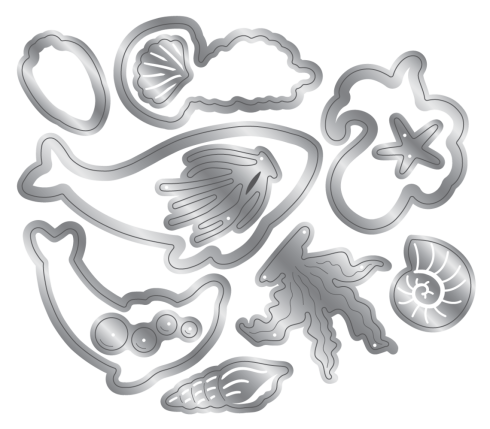 Preview: Crafters Companion - Stempelset & Stanzschablone "Ocean Friends" Stamp & Dies