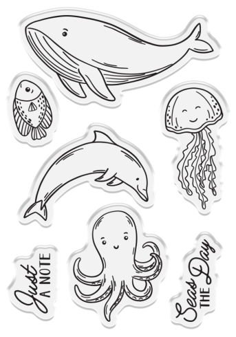 Preview: Crafters Companion - Stempelset & Stanzschablone "Ocean Friends" Stamp & Dies