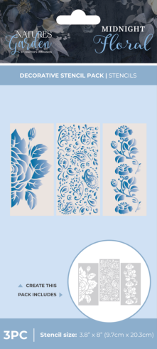 Crafters Companion - Schablone 3,8x8 Inch "Midnight Floral" Stencil