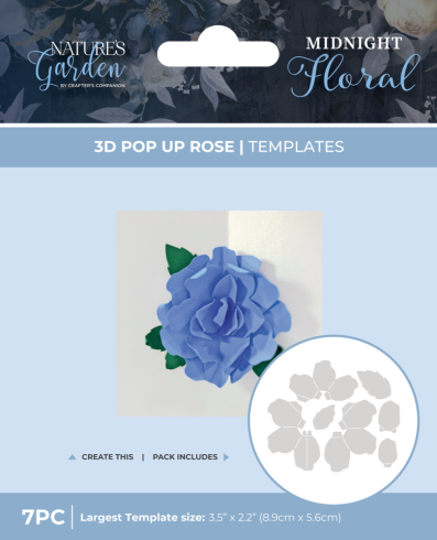 Crafters Companion - Schablone 3,5x2,2 Inch "3D Template Pop Up Rose" Stencil