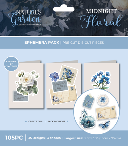 Crafters Companion - Stanzteile "Midnight Floral" Ephemera Pack