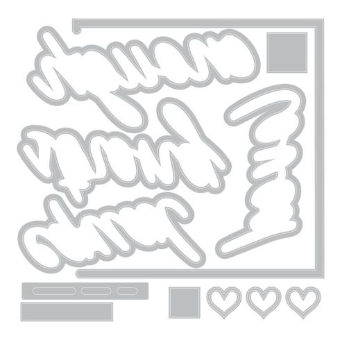 Preview: Sizzix - Stanzschablone & Stempelset "Affirmations" Thinlits Craft Dies & Clear Stamps by 49 and Market