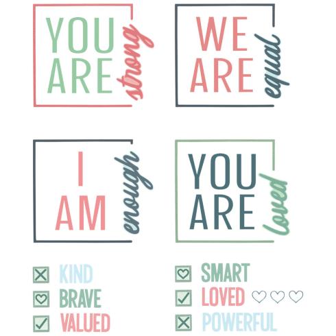 Preview: Sizzix - Stanzschablone & Stempelset "Affirmations" Thinlits Craft Dies & Clear Stamps by 49 and Market