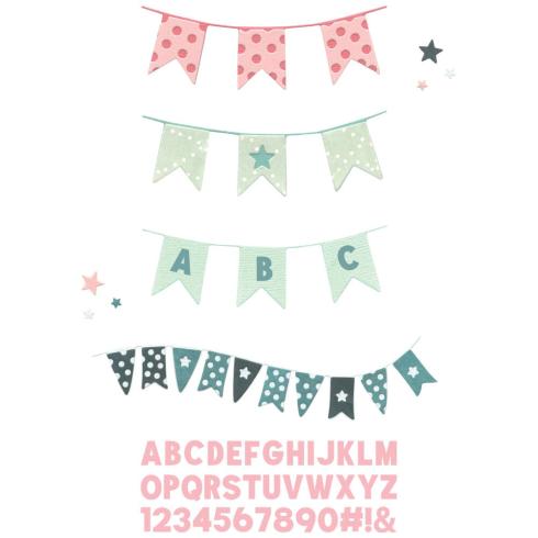 Preview: Sizzix - Stanzschablone & Stempelset "Banner Bash" Thinlits Craft Dies & Clear Stamps by 49 and Market