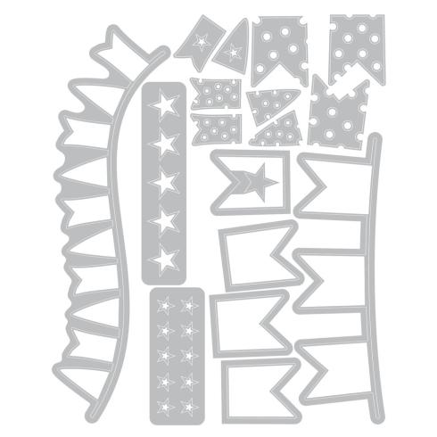 Preview: Sizzix - Stanzschablone & Stempelset "Banner Bash" Thinlits Craft Dies & Clear Stamps by 49 and Market