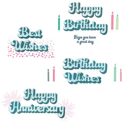 Preview: Sizzix - Stanzschablone & Stempelset "Birthday Wishes" Thinlits Craft Dies & Clear Stamps by 49 and Market