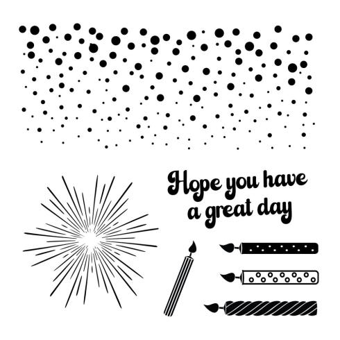 Preview: Sizzix - Stanzschablone & Stempelset "Birthday Wishes" Thinlits Craft Dies & Clear Stamps by 49 and Market