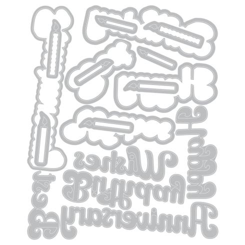 Preview: Sizzix - Stanzschablone & Stempelset "Birthday Wishes" Thinlits Craft Dies & Clear Stamps by 49 and Market