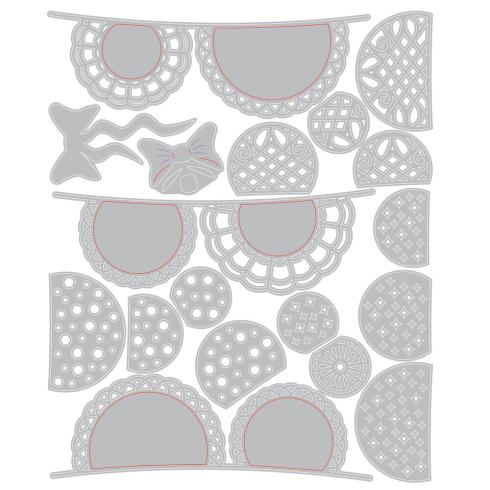 Preview: Sizzix - Stanzschablone "Doily Banner" Thinlits Craft Dies by 49 and Market