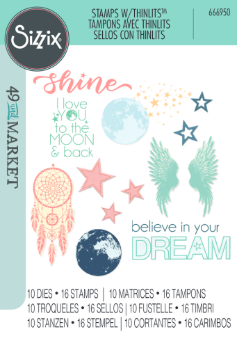 Sizzix - Stanzschablone & Stempelset "Starlight Dreams" Thinlits Craft Dies & Clear Stamps by 49 and Market