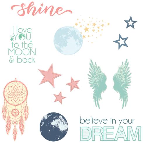 Preview: Sizzix - Stanzschablone & Stempelset "Starlight Dreams" Thinlits Craft Dies & Clear Stamps by 49 and Market