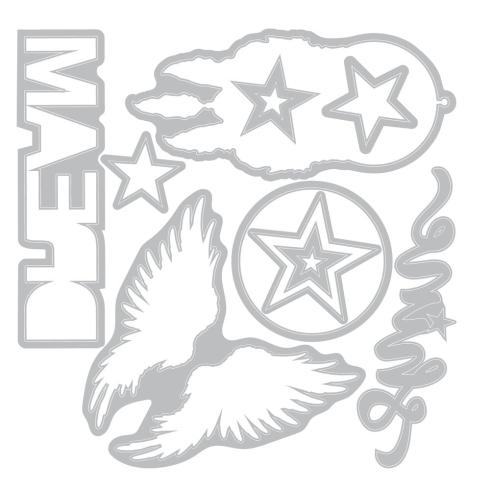 Preview: Sizzix - Stanzschablone & Stempelset "Starlight Dreams" Thinlits Craft Dies & Clear Stamps by 49 and Market