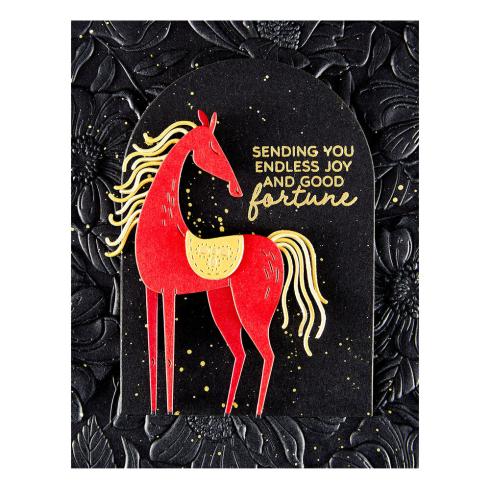 Preview: Spellbinders - Stempelset & Stanzschablone "Good Fortune Horse" Clear Stamps & Dies