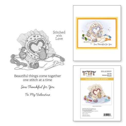 Preview: Spellbinders - Gummistempel Set "Stitched with Love" Cling Stamp