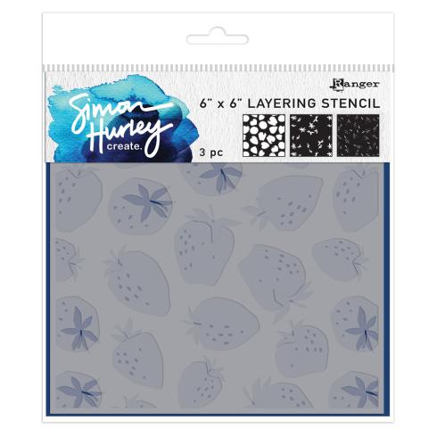 Ranger - Schablone 15,2x15,2cm "Very Berry" Stencil Design by Simon Hurley 