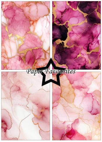 Preview: Paper Favourites - Designpapier "Alcohol Ink Pink & Gold" Paper Pack A5 - 24 Bogen