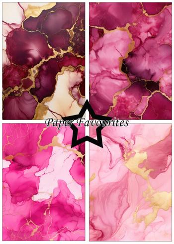 Preview: Paper Favourites - Designpapier "Alcohol Ink Pink & Gold" Paper Pack A5 - 24 Bogen