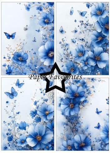 Preview: Paper Favourites - Designpapier "Blue Flowers" Paper Pack A6 - 24 Bogen