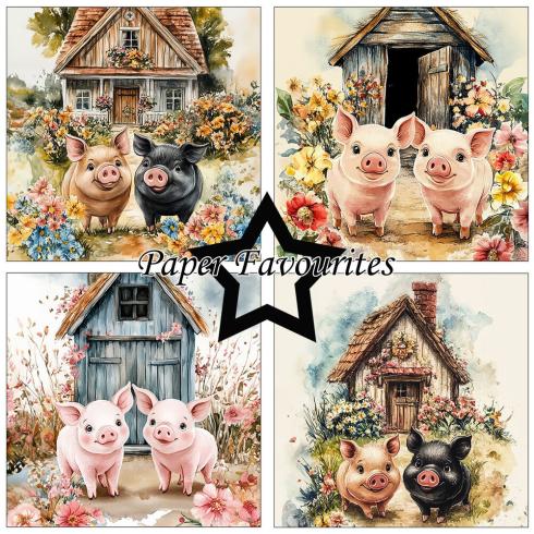 Preview: Paper Favourites - Designpapier "Happy Pigs" Paper Pack 6x6 Inch - 24 Bogen