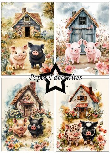 Preview: Paper Favourites - Designpapier "Happy Pigs" Paper Pack A6 - 24 Bogen