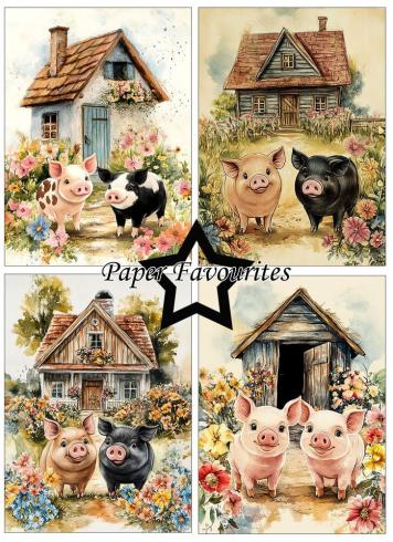 Preview: Paper Favourites - Designpapier "Happy Pigs" Paper Pack A6 - 24 Bogen