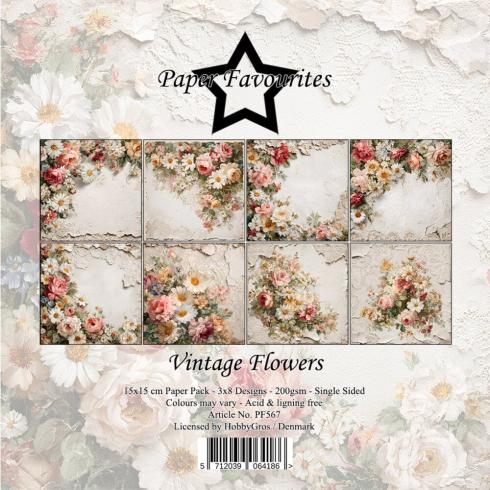 Paper Favourites - Designpapier "Vintage Flowers" Paper Pack 6x6 Inch - 24 Bogen