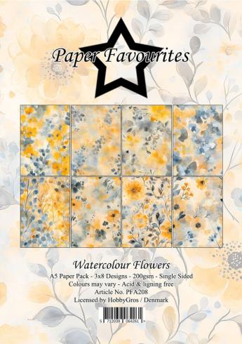 Paper Favourites - Designpapier "Watercolour Flowers" Paper Pack A5 - 24 Bogen