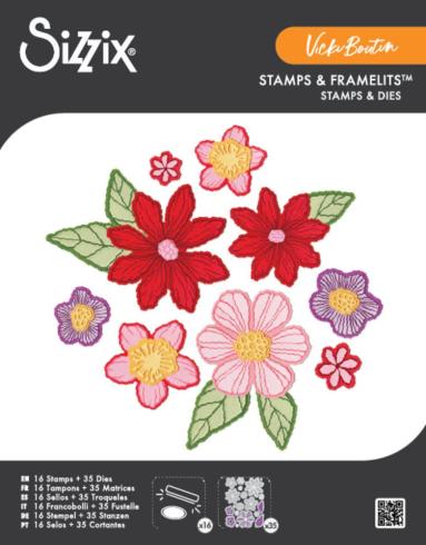 Sizzix - Stanzschablone & Stempelset "Floral Layers #1" Framelits Craft Dies & Clear Stamps by Vicki Boutin