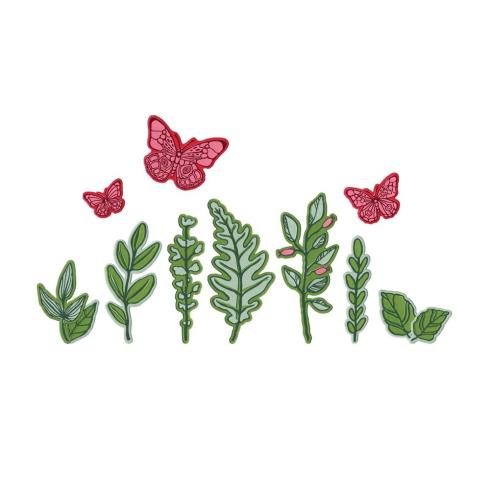 Preview: Sizzix - Stanzschablone & Stempelset "Greenery Layers #1" Framelits Craft Dies & Clear Stamps by Vicki Boutin