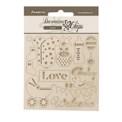 Stamperia - Holzteile 14x14 cm "Accessories" Decorative Chips