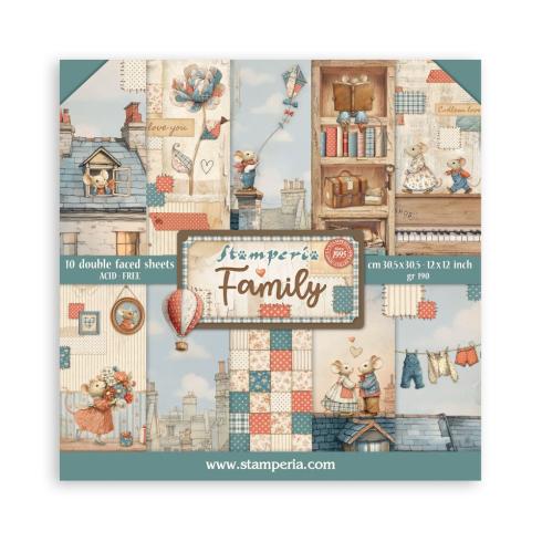 Stamperia - Designpapier "Family" Paper Pack 12x12 Inch - 10 Bogen