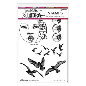 Ranger - Stempelset by Dina Wakley "Let It Fly" Media Cling Stamp 
