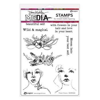 Ranger - Stempelset by Dina Wakley "Flower Crowns" Media Cling Stamp 