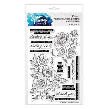 Ranger - Stempelset by Simon Hurley Create "Sketched Peonies" Clear Stamps - Photopolymer Stempel