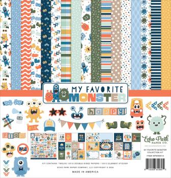 Echo Park - Designpapier "My Favorite Monster" Collection Kit 12x12 Inch - 12 Bogen