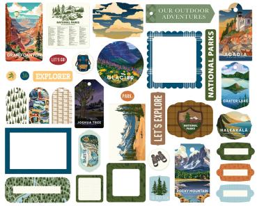 Preview: Carta Bella - Stanzteile & Anhänger "National Parks No. 2" Ephemera Frames & Tags