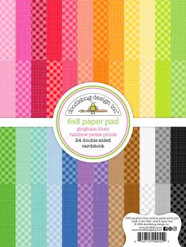 Doodlebug Design - Designpapier "Gingham-Linen Rainbow" Paper Pack 6x8 Inch - 24 Bogen
