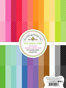 Doodlebug Design - Designpapier "Dot-Stripe Rainbow" Paper Pack 6x8 Inch - 24 Bogen