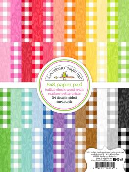 Doodlebug Design - Designpapier "Buffalo Check-Wood Grain Rainbow" Paper Pack 6x8 Inch - 24 Bogen