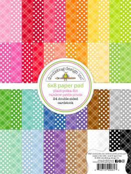 Doodlebug Design - Designpapier "Plaid-Polka Dot Rainbow" Paper Pack 6x8 Inch - 24 Bogen