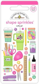 Doodlebug Design - Epoxy Sticker "Color Me Crafty Crafty Girl" Shape Sprinkles