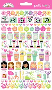 Doodlebug Design - Aufkleber "Color Me Crafty"  Puffy Icons Sticker