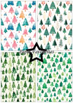Preview: Paper Favourites - Designpapier "Christmas Trees" Paper Pack A5 - 24 Bogen