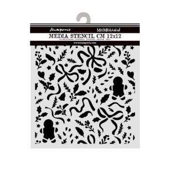 Stamperia - Schablone 12x12cm "Christmas Ribbons and Gingerbread" Stencil