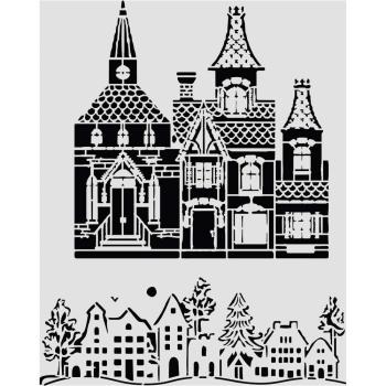 Preview: Stamperia - Schablone 20x25cm "Christmas House" Stencil